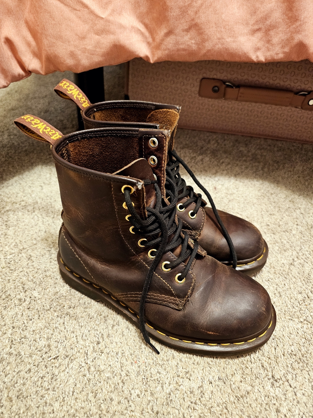 Dr. Martens Men's Brown Leather Lace-Up Boot